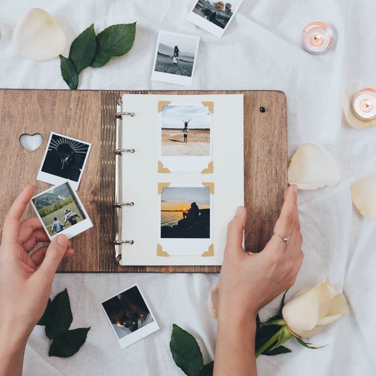 Rustic Wooden Wedding Photo Album and Guest Book
