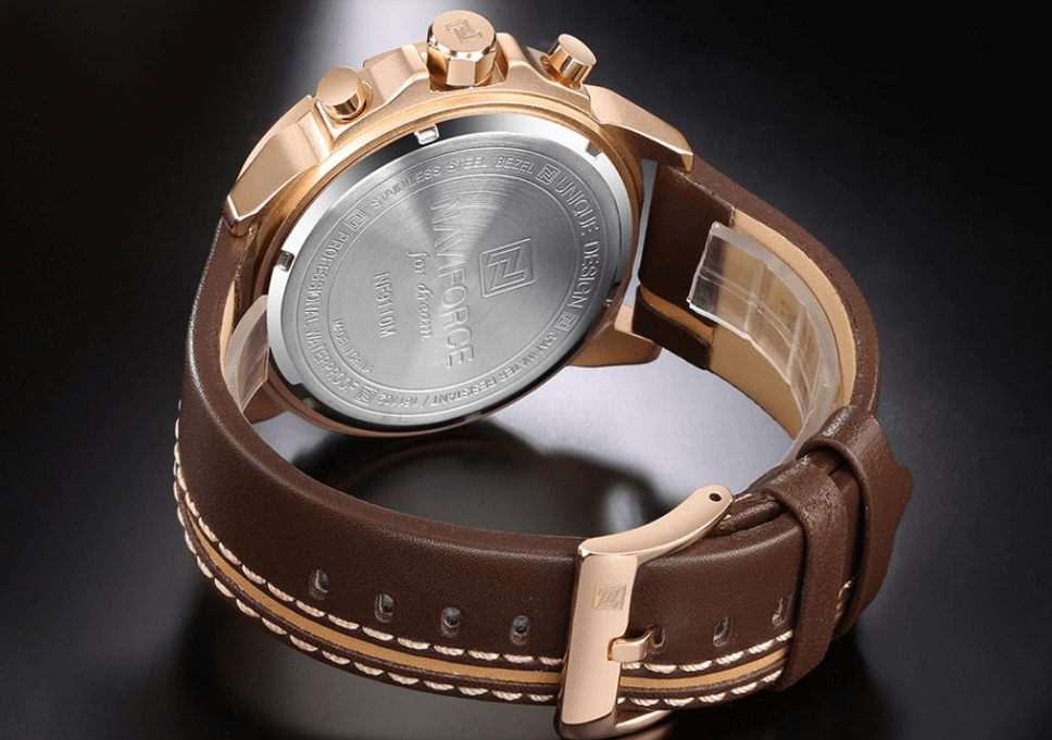 Men's Waterproof Sports Watch with Leather Band & Chronometers