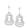 Layered hollow teardrop moissanite dangle earrings made from platinum plated S925 silver.