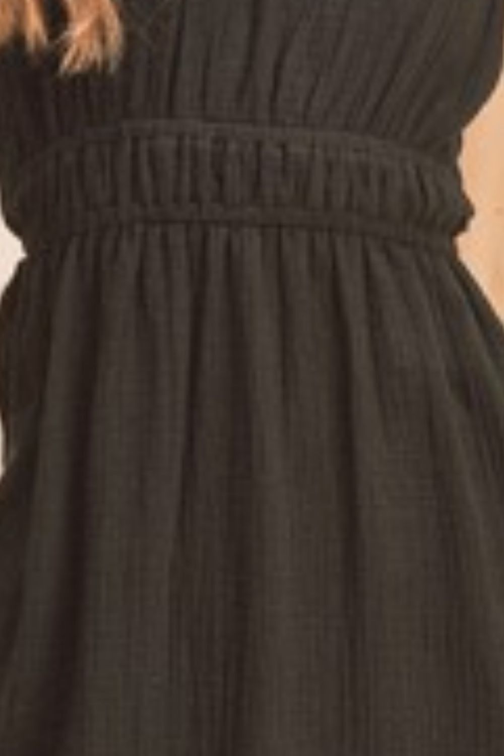Black Sleeveless Cotton Tank Dress with Side Slits