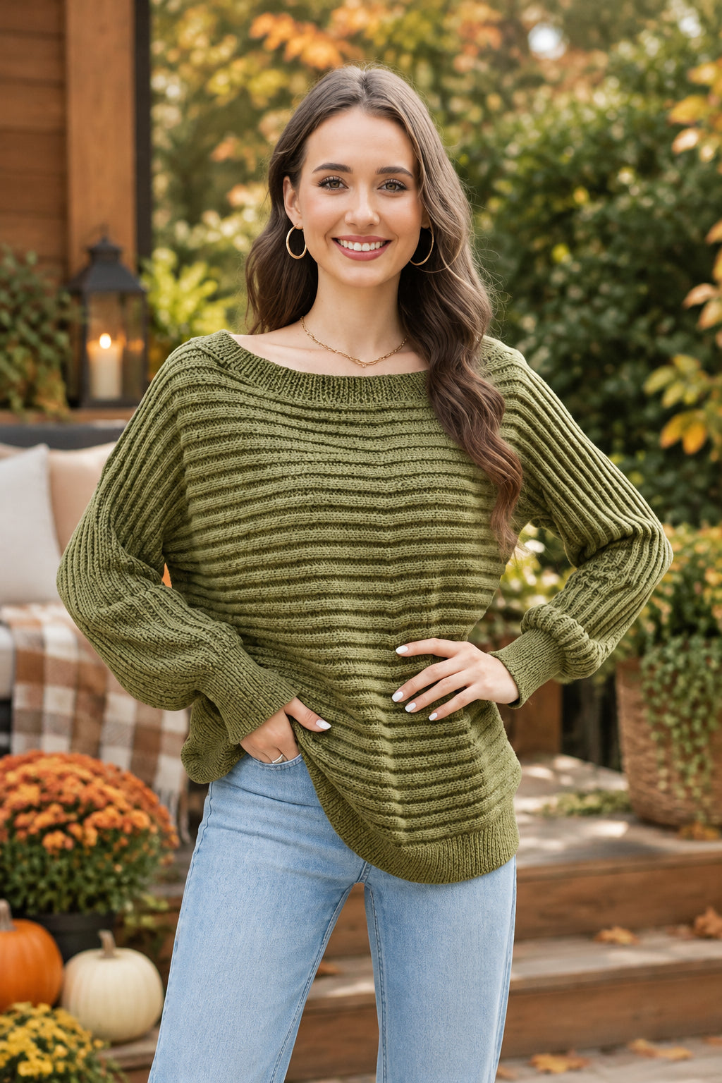 Women's Loose-Fit Batwing-Sleeve Knit Sweater