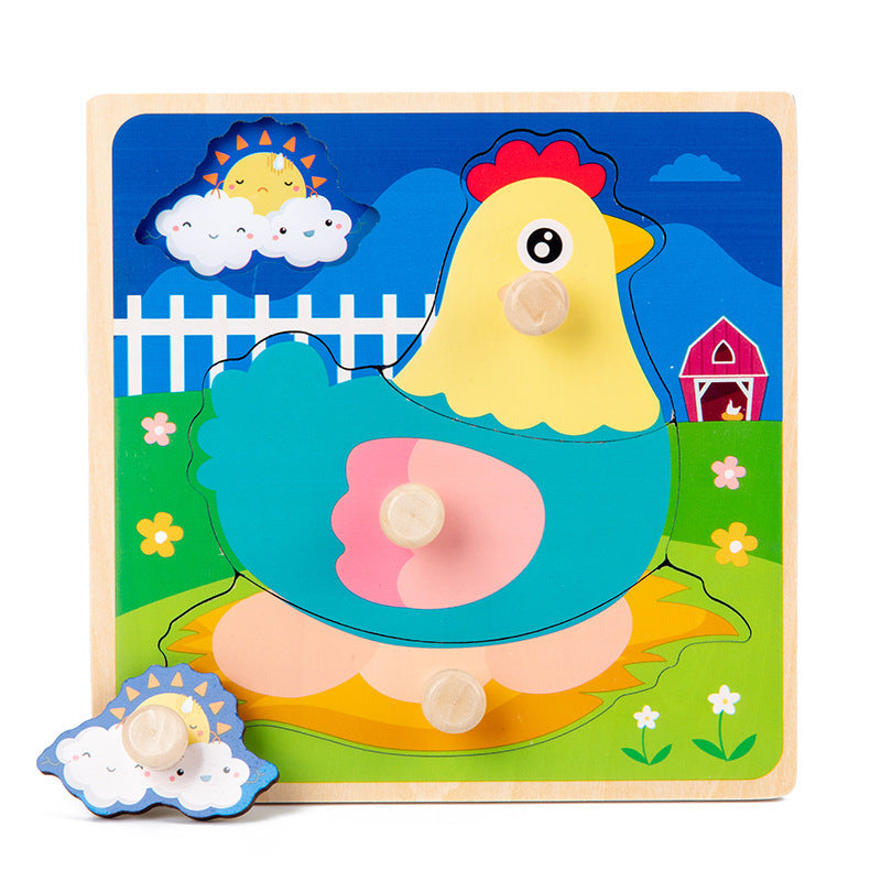 Wooden Montessori Grab Board Puzzle for Early Learning & Play