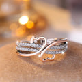 Two-tone Heart Ring With Zircon Inlay Minimalist Heart Design