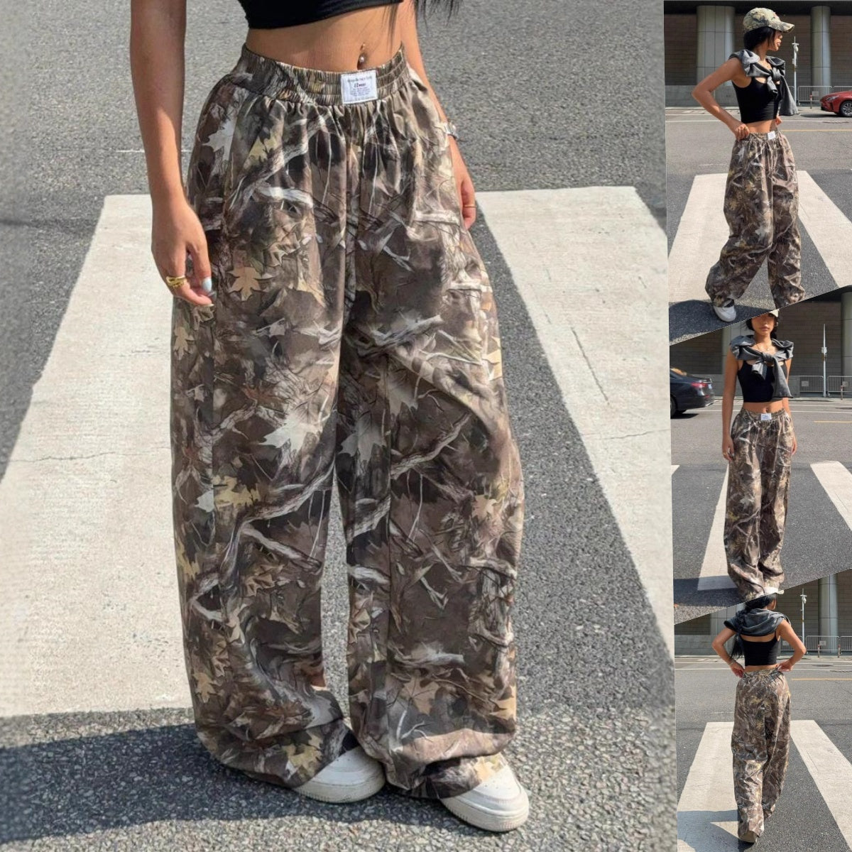 Women's Y2K Camouflage Cargo Pants High Waisted Relaxed Fit - Image 2