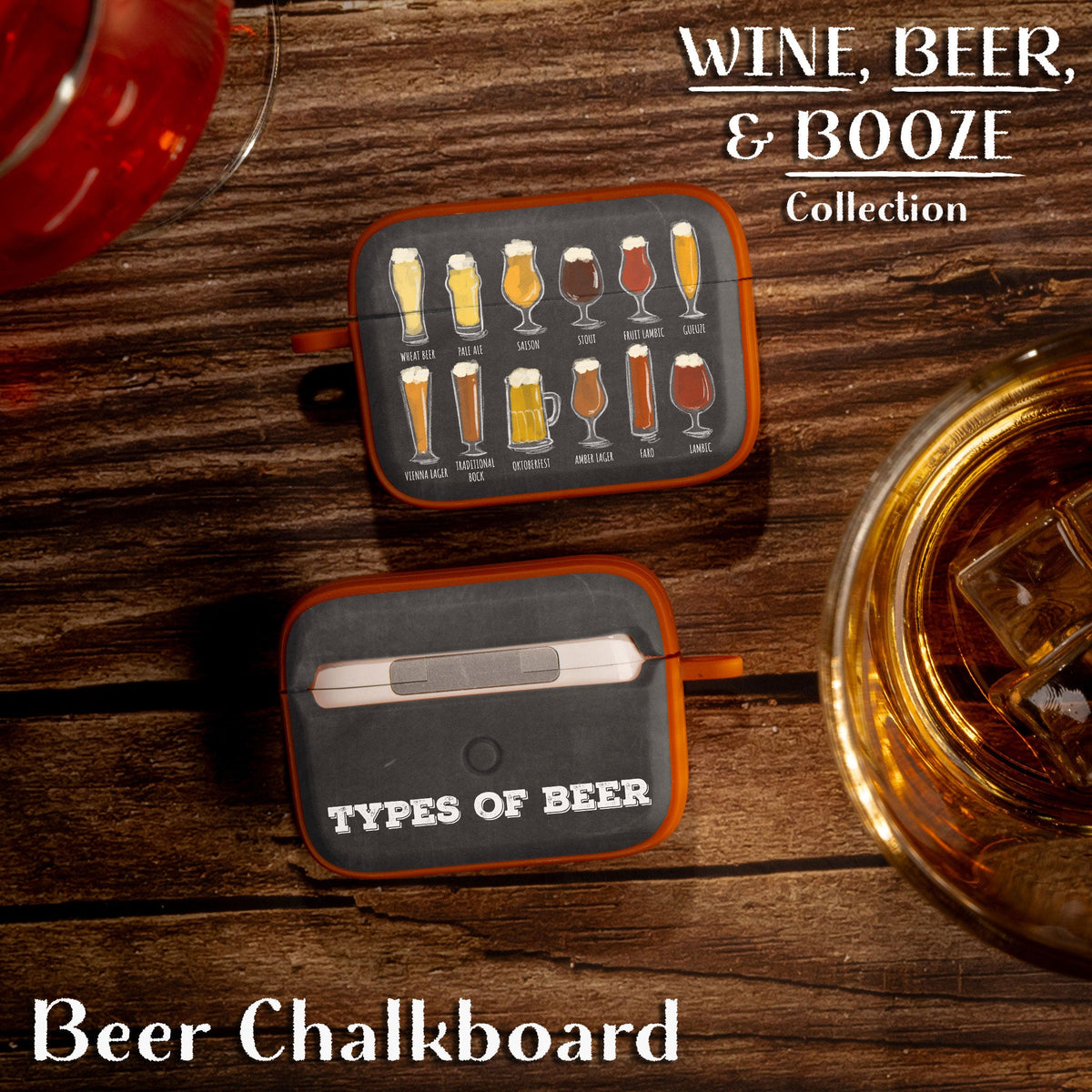 Wine, Beer & Booze AirPods Pro 1 & 2 Protective Case with Carabiner