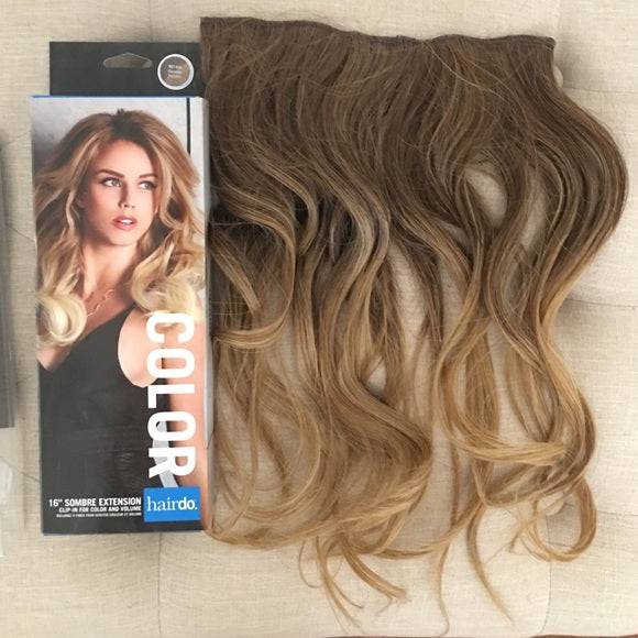 16" Sombre Clip-In Hair Extension in Brown to Blonde Gradient