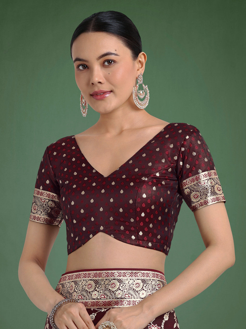 Maroon Banarasi Satin Silk Saree with Zari Woven Border