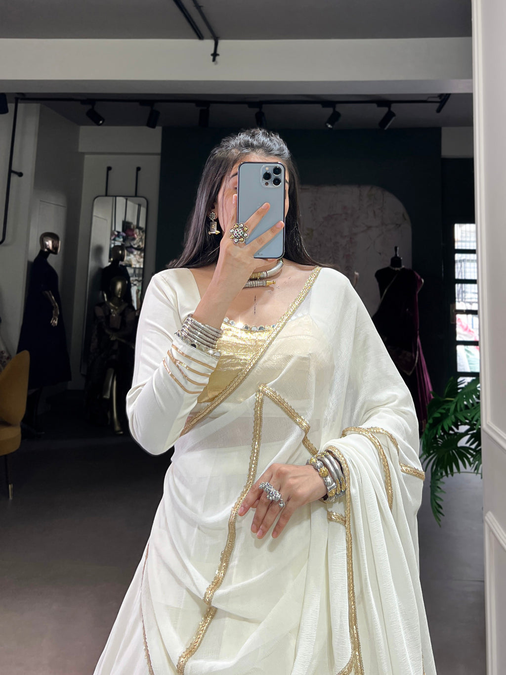 White Pure Rayon Lehenga Choli with Lace Touch Up and Dupatta