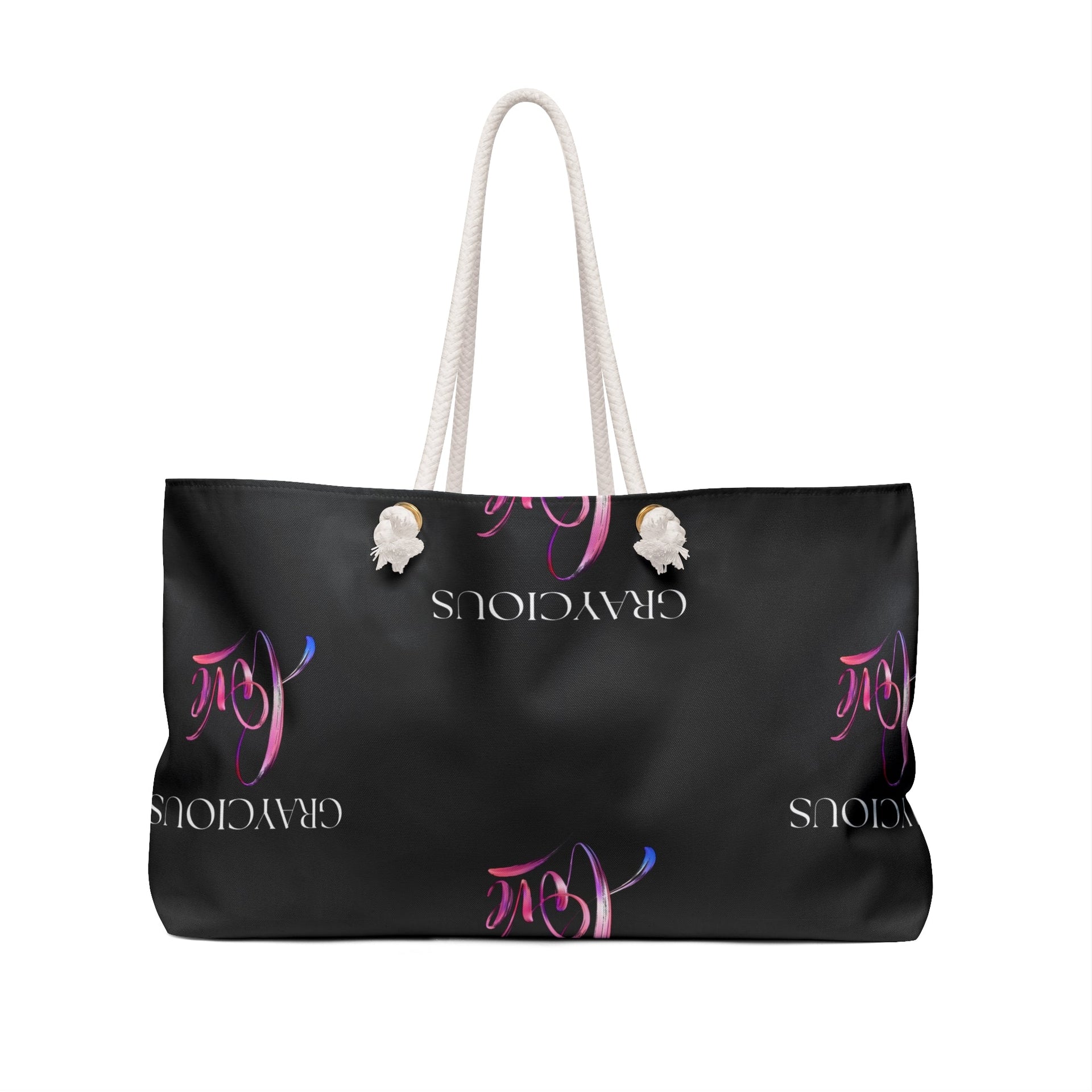 Oversized Weekender Tote Bag with Rope Handles for Beach Travel