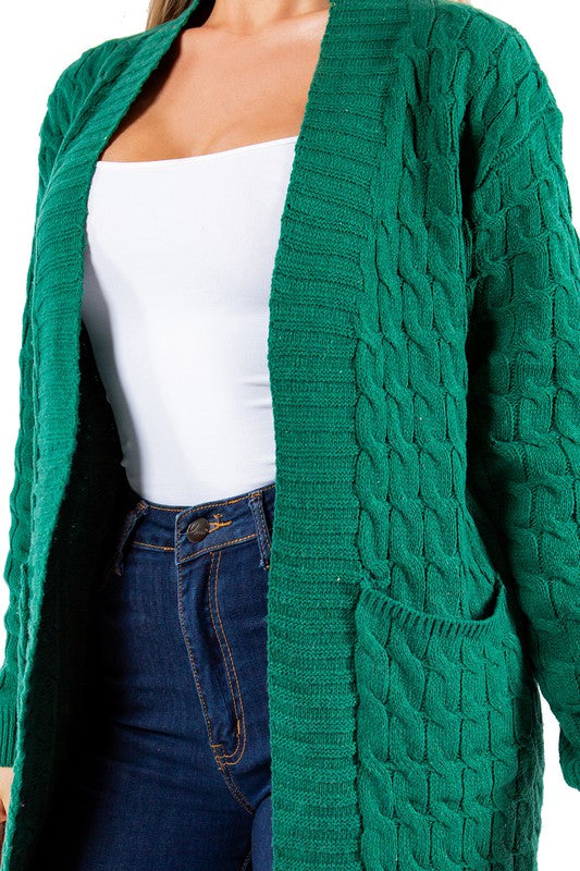 Women's Emerald Green Maxi Sweater Cardigan | Long Knit