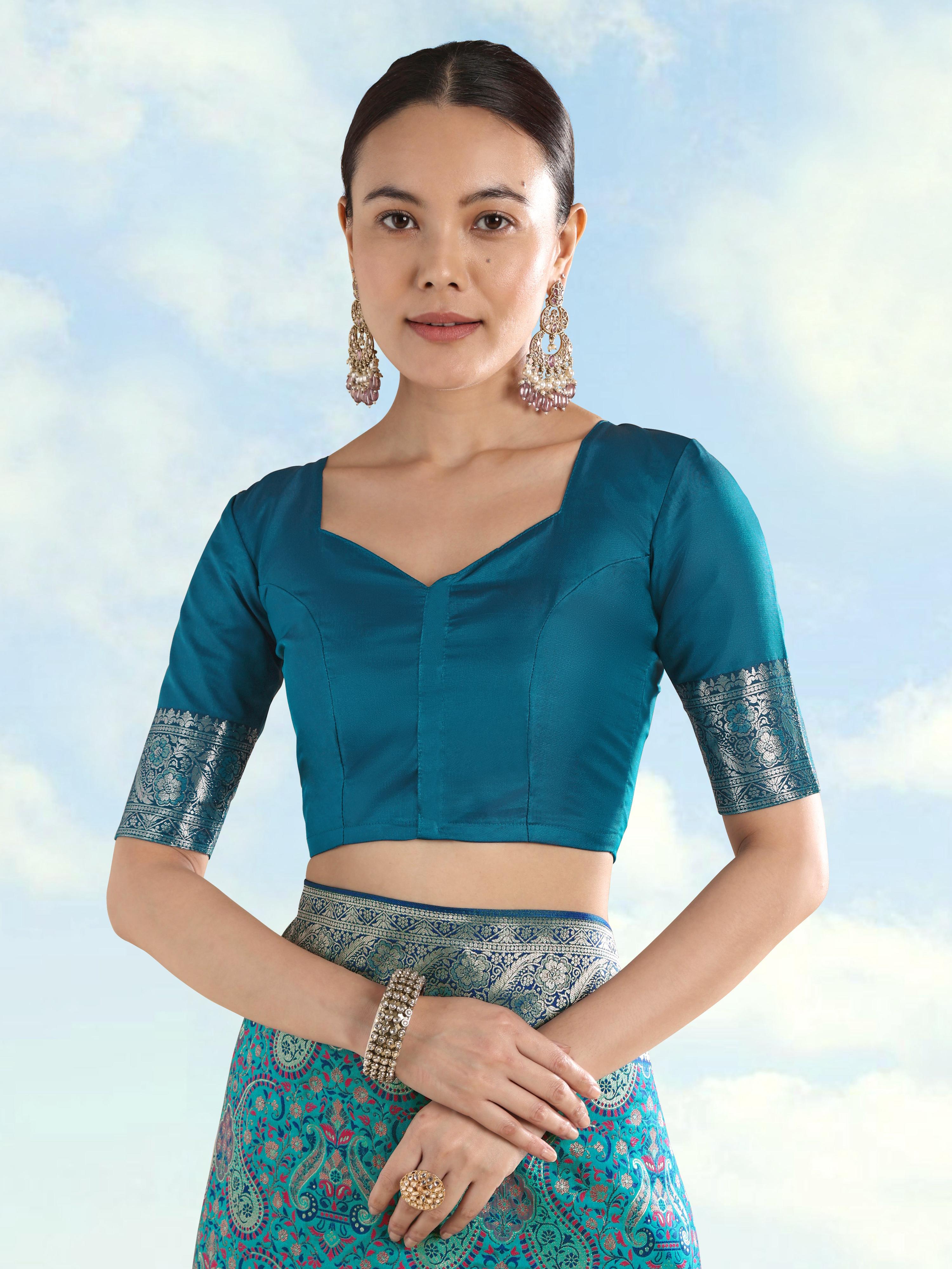 Turquoise Banarasi Silk Saree with Traditional Paisley Zari Weave