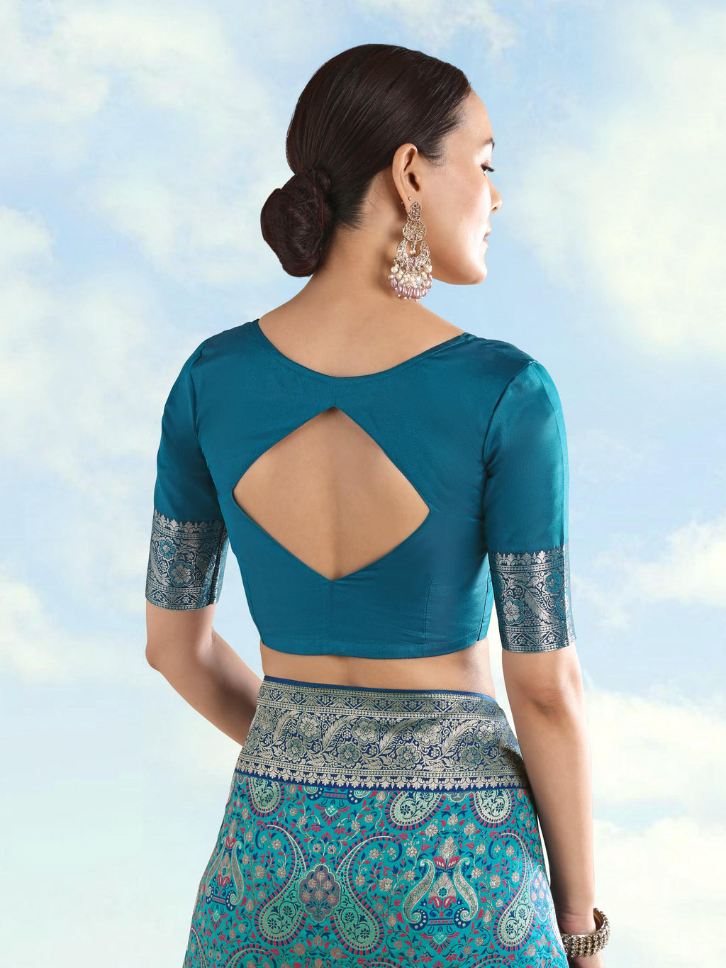 Turquoise Banarasi Silk Saree with Traditional Paisley Zari Weave