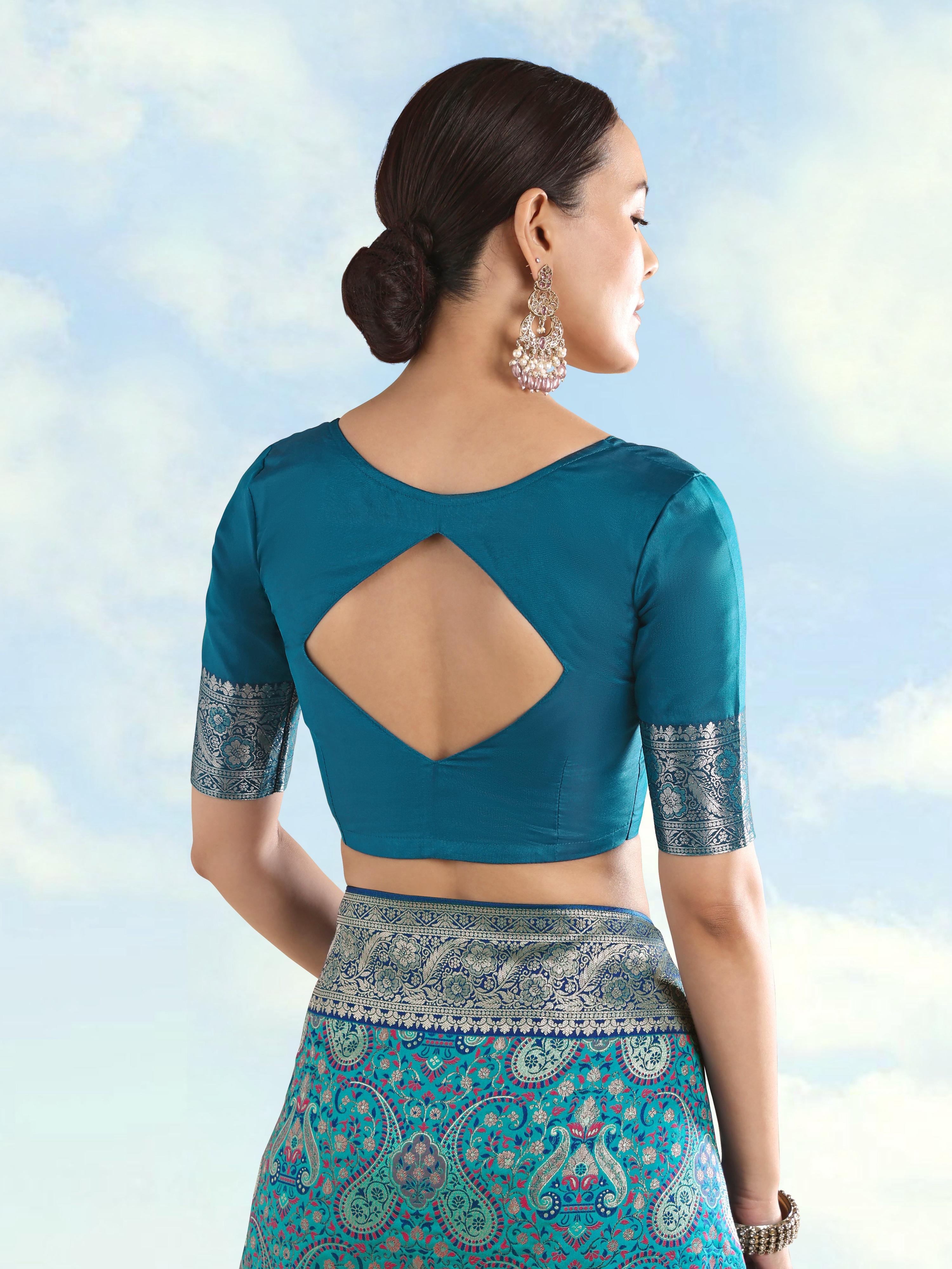 Turquoise Banarasi Silk Saree with Traditional Paisley Zari Weave