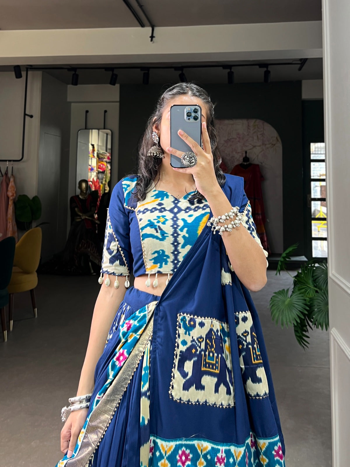 Lorenvalley Fashion Blue Rayon With Printed Silk Lehenga Choli with Dupatta