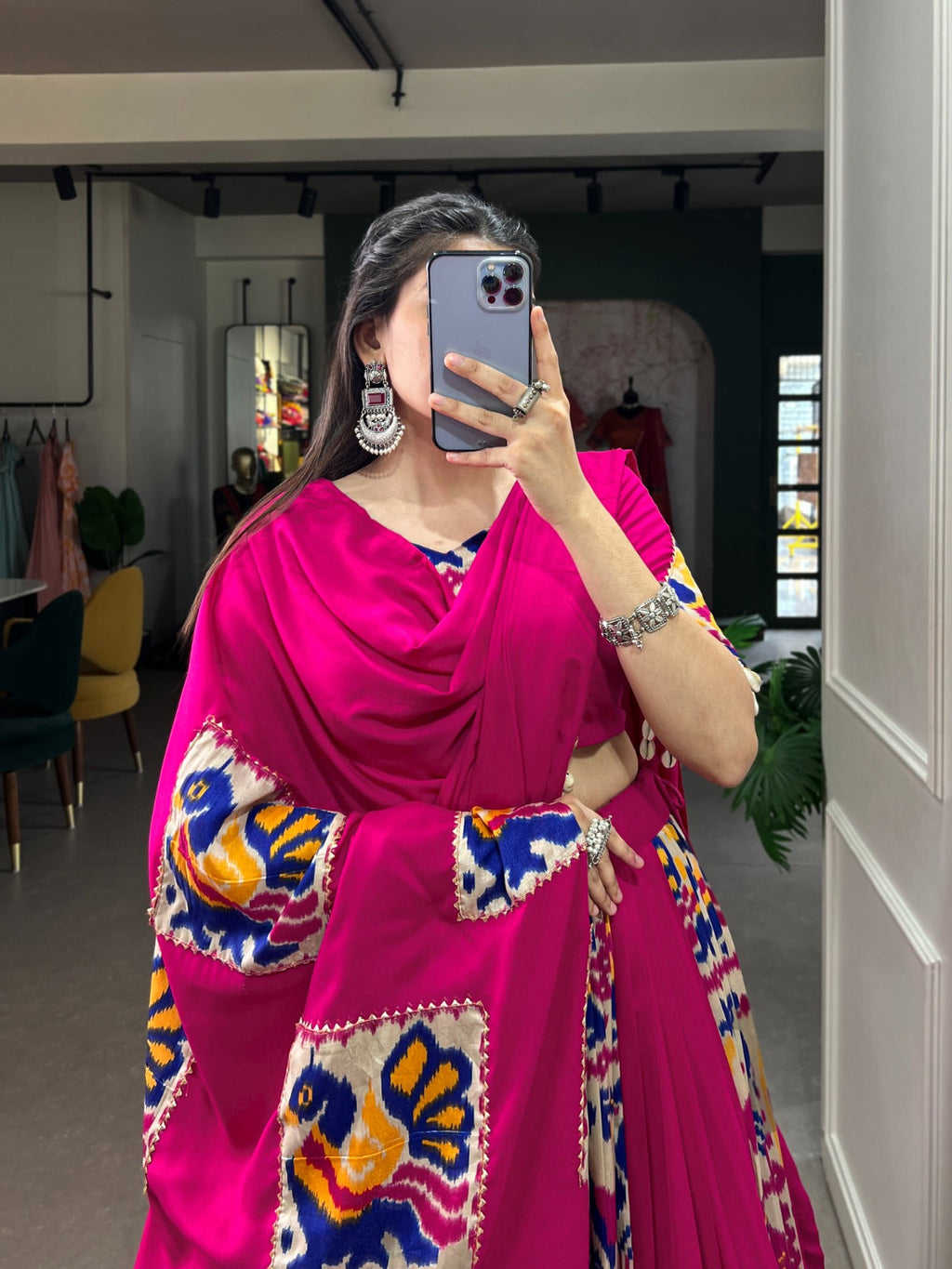 Pink Rayon and Printed Silk Lehenga Choli with Matching Dupatta