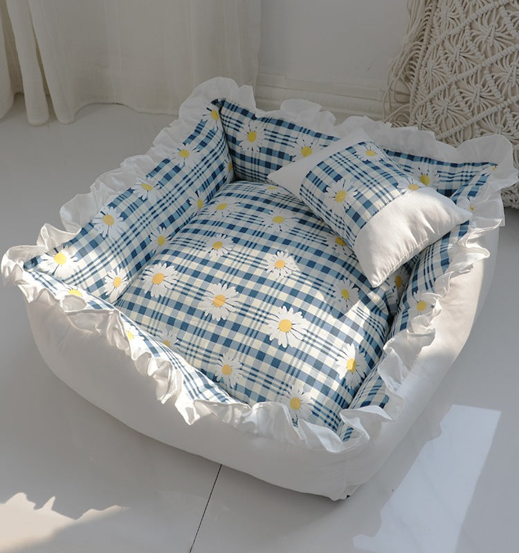 White Ruffle Princess Dog Bed for Small Pets and Puppies - Image 7