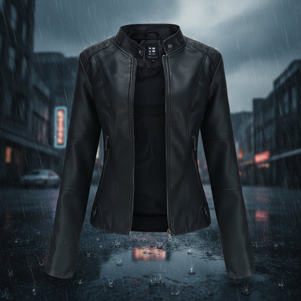 Women's Classic Faux Leather Moto Jacket Chic Streetwear Coat - Image 6