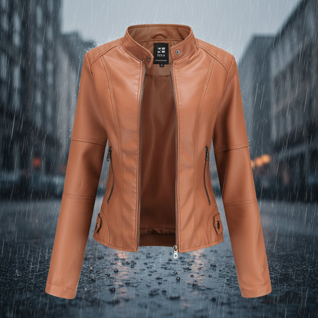 Women's Classic Faux Leather Moto Jacket Chic Streetwear Coat - Image 7