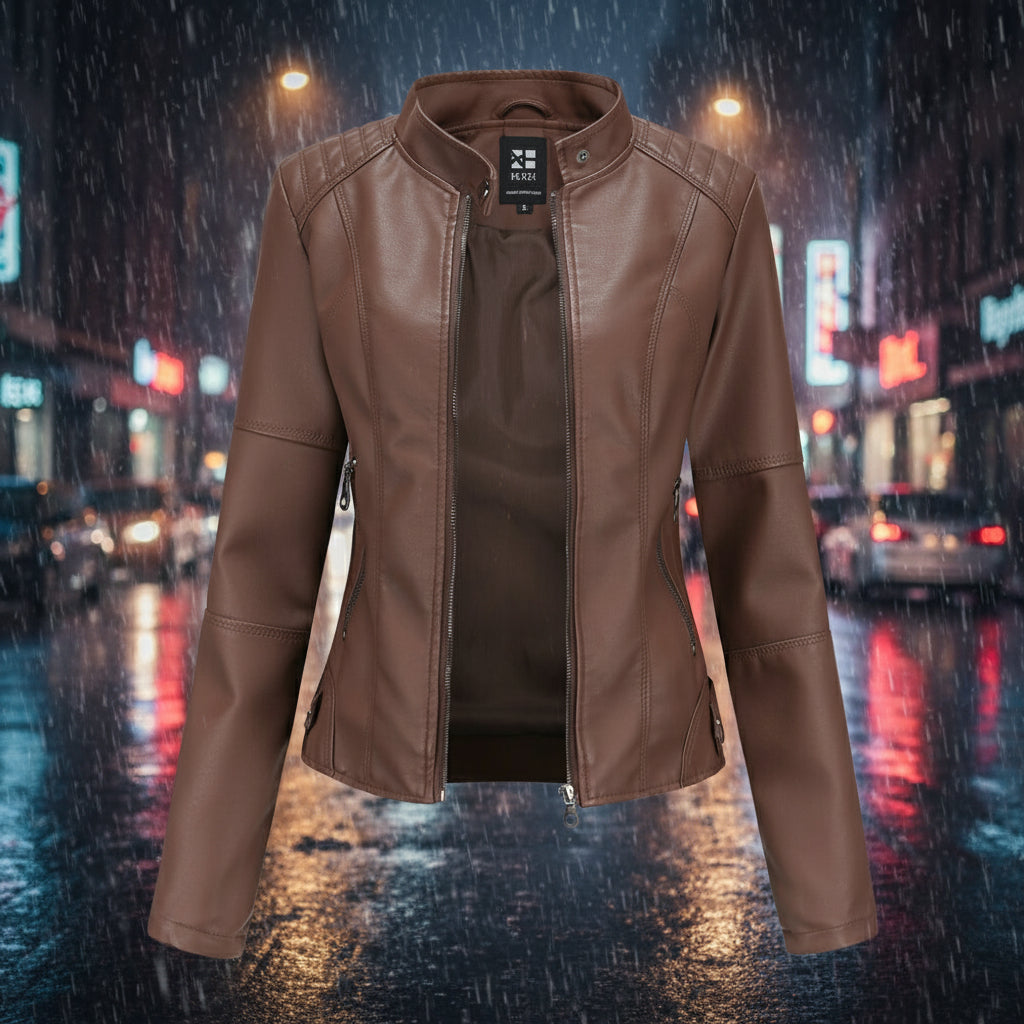 Women's Classic Faux Leather Moto Jacket Chic Streetwear Coat - Image 8