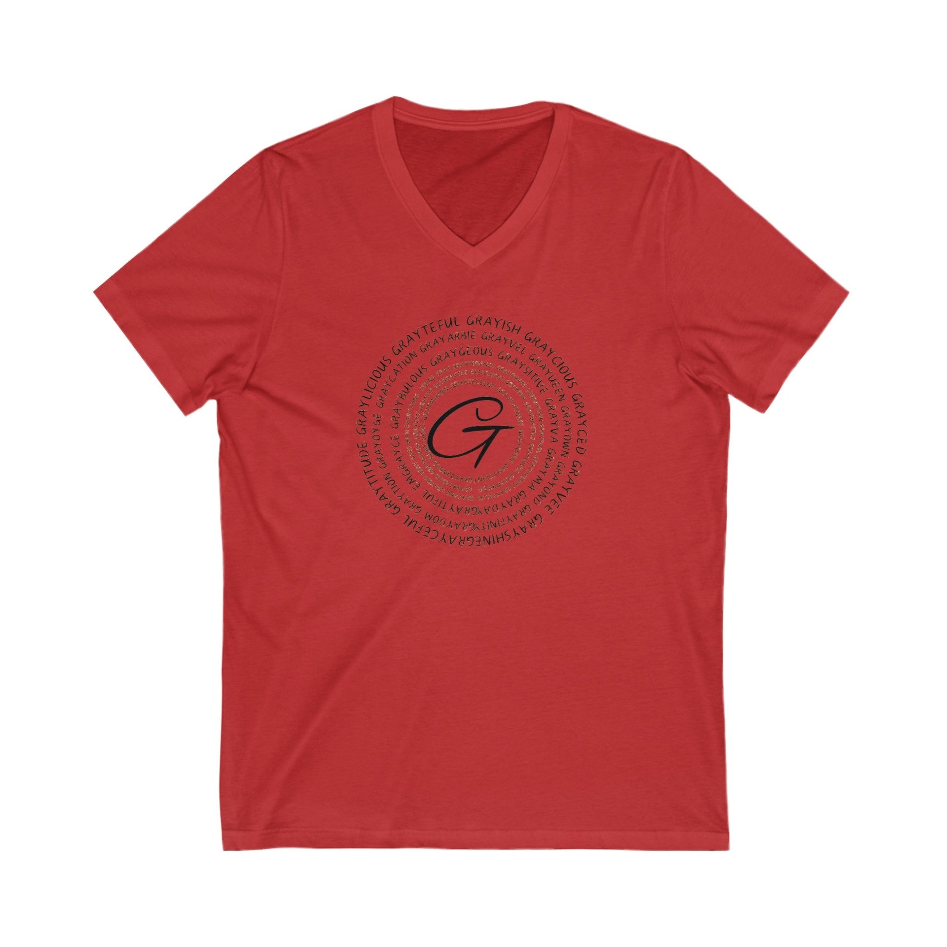 Unisex Short Sleeve V-Neck Jersey Tee with Graphic Word Puns