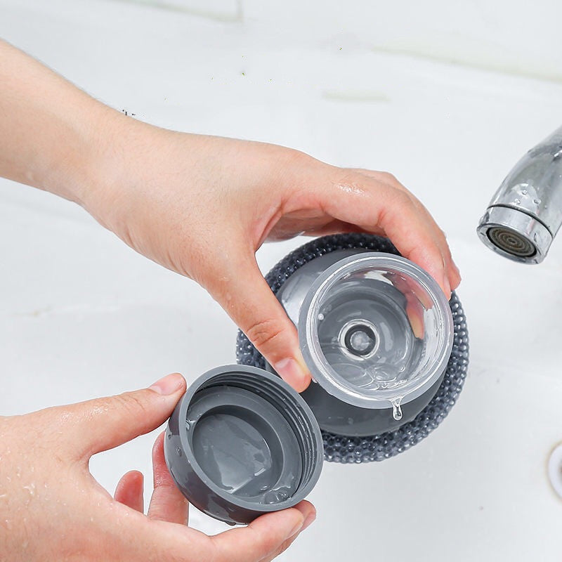 Kitchen Soap Dispensing Palm Brush for Dish Cleaning