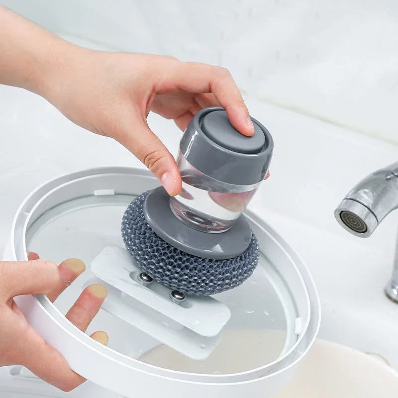 Kitchen Soap Dispensing Palm Brush for Dish Cleaning