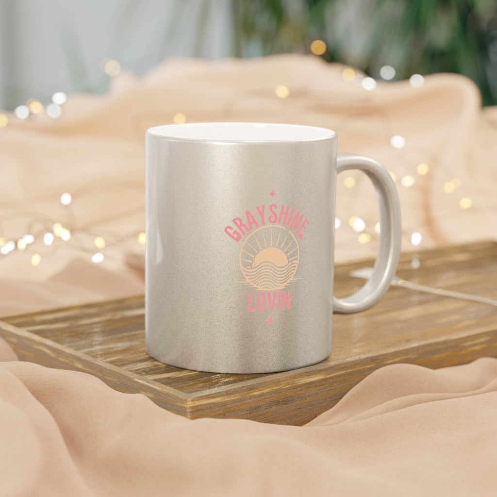 Personalized Metallic Ceramic Coffee Mug - Gold or Silver Finish