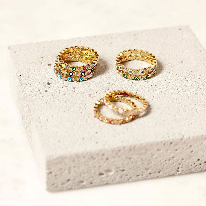 Gold-plated Devil's Eye Painted Oil Ring