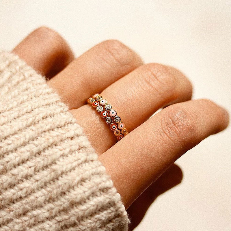 Gold-plated Devil's Eye Painted Oil Ring