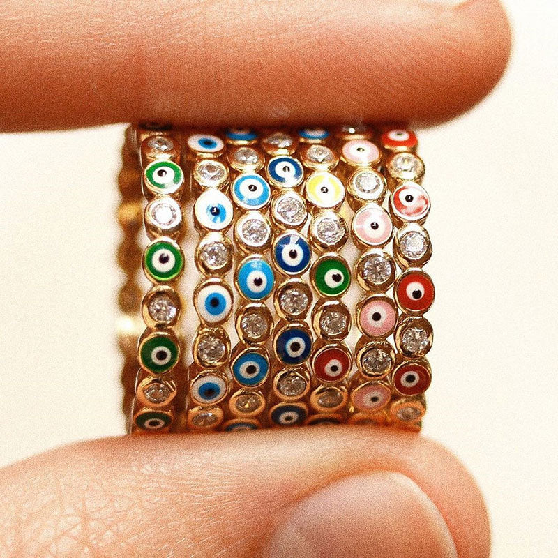 Gold-plated Devil's Eye Painted Oil Ring