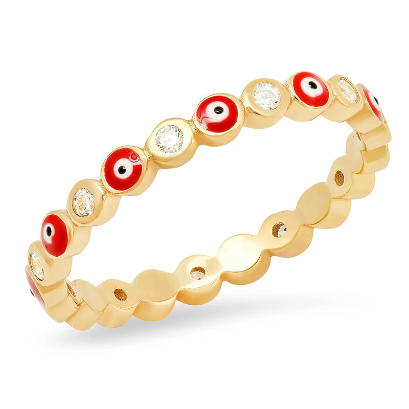Gold-plated Devil's Eye Painted Oil Ring