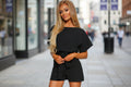 Short Sleeve Belted Mini Jumpsuit - Casual Soft Romper - Image 2