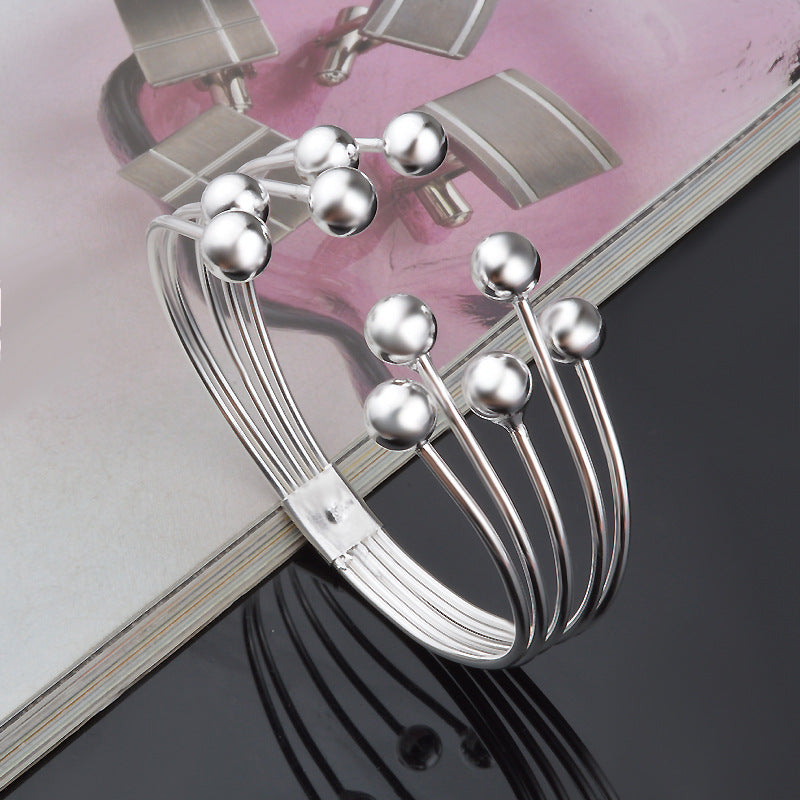 Silver-Plated Inter-Color 8M Bead Bracelet