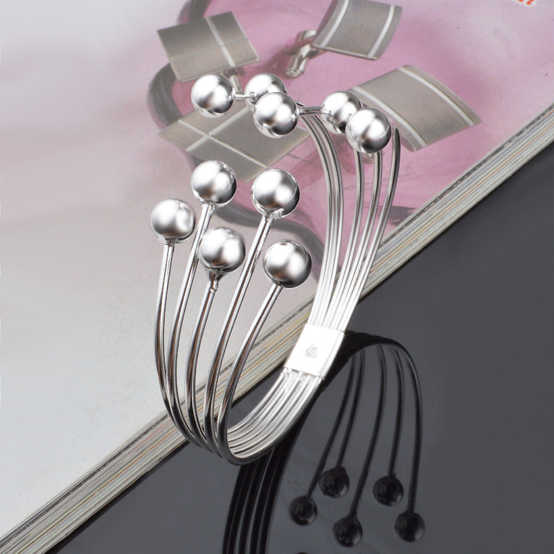 Silver-Plated Inter-Color 8M Bead Bracelet