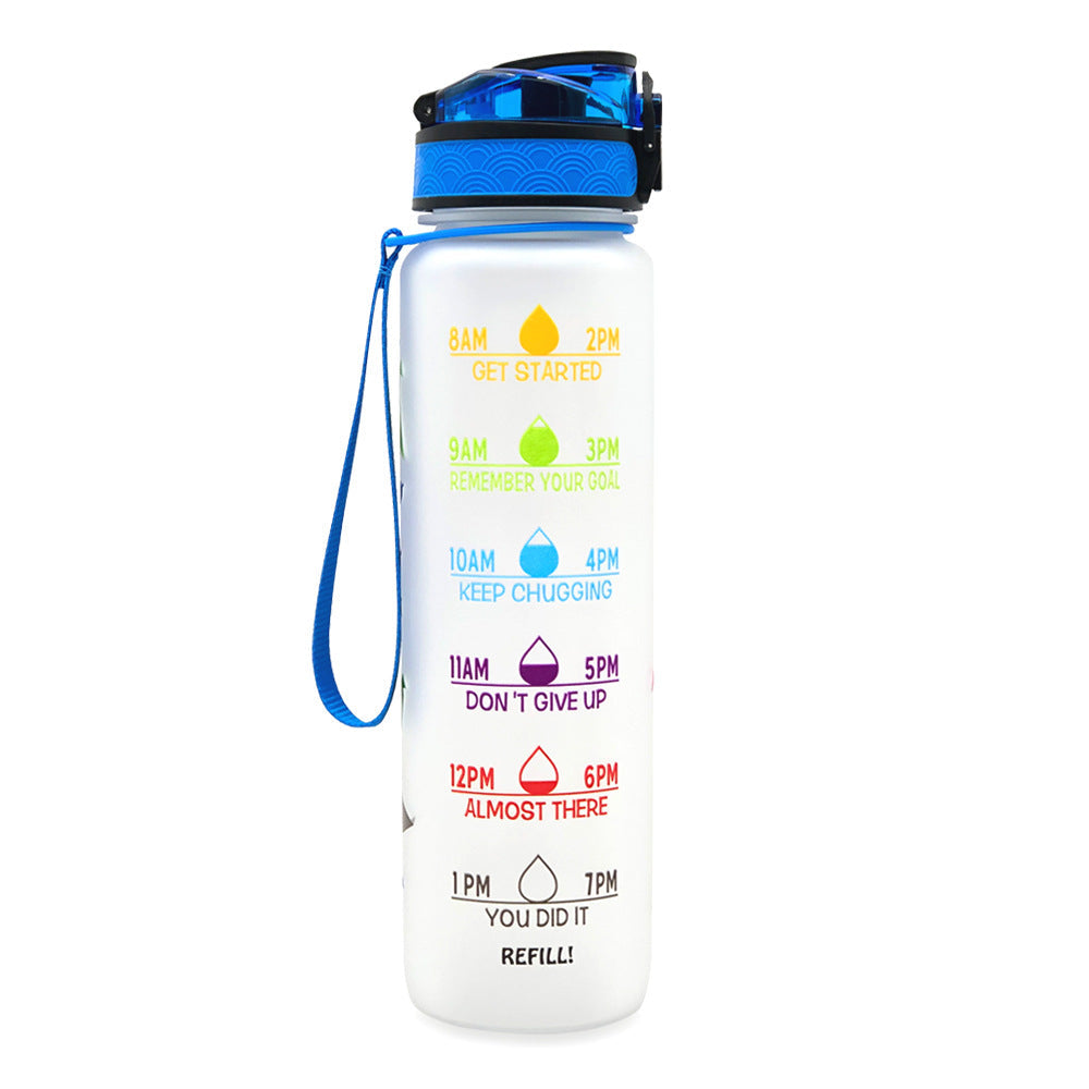 1L Motivational Tritan Water Bottle with Time Marker & Leakproof Lid