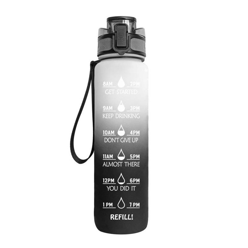 1L Motivational Tritan Water Bottle with Time Marker & Leakproof Lid