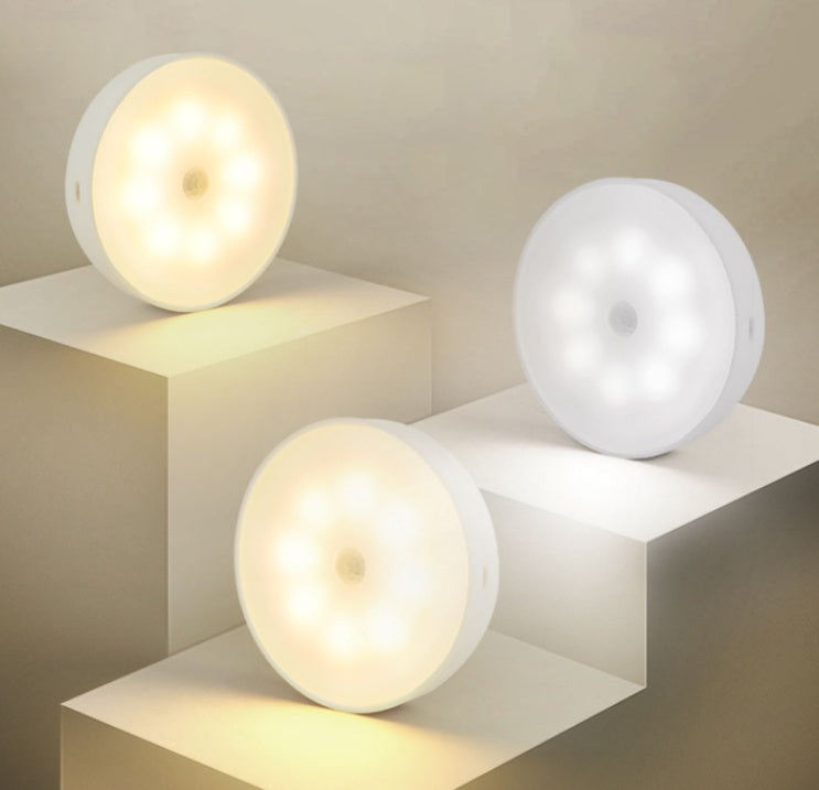 LED Motion Sensor Puck Lights – Rechargeable Under Cabinet Lighting, Wireless USB