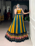 Multicolor Rayon lehenga choli with Gamthi work and Gota Patti lace