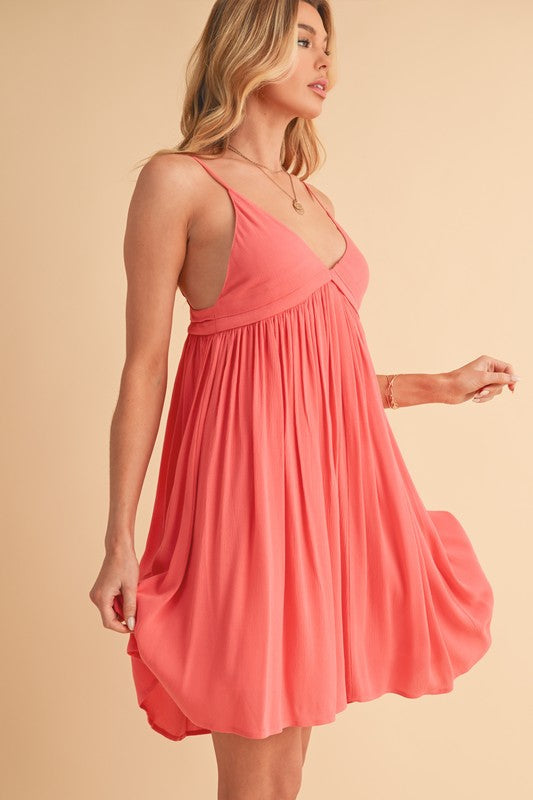 Ruched Plunge Mini Cami Dress for Women Sculpted Fit