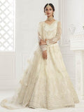 Off White Net Bridal Lehenga with heavy Zari, Thread, and Stone embroidery detail