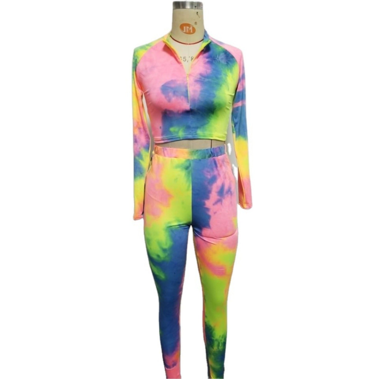 New Style European And American Women's Fashion Tie-Dye Printing Casual Long-Sleeved Trouser Suit 13281