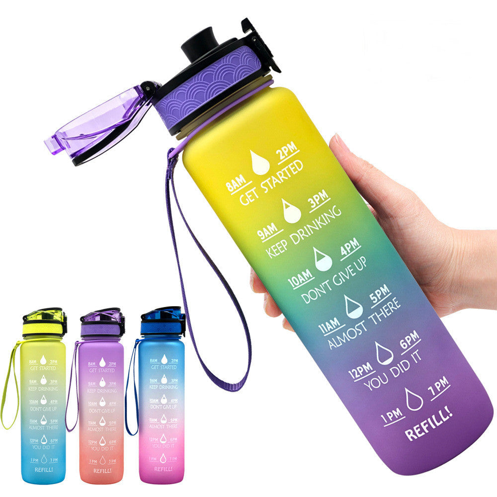 1L Motivational Tritan Water Bottle with Time Marker & Leakproof Lid