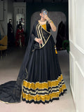 Black pure rayon lehenga choli with sequins and Gota Patti festive detailing