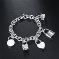 925 Silver Plated Bracelet Ladies Five Roman Lock Bracelet