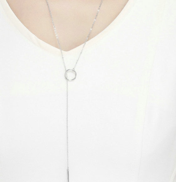 Popular European And American Styles Simple Round And Stick Necklace S925 Sterling Silver Necklace