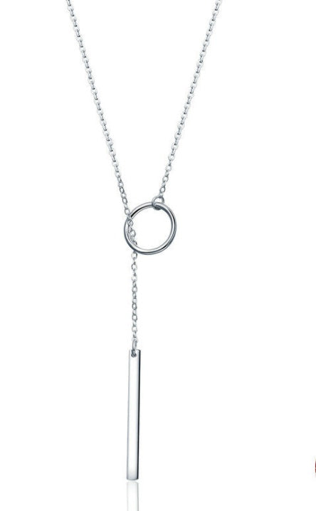Popular European And American Styles Simple Round And Stick Necklace S925 Sterling Silver Necklace