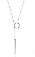 Popular European And American Styles Simple Round And Stick Necklace S925 Sterling Silver Necklace