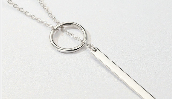 Popular European And American Styles Simple Round And Stick Necklace S925 Sterling Silver Necklace