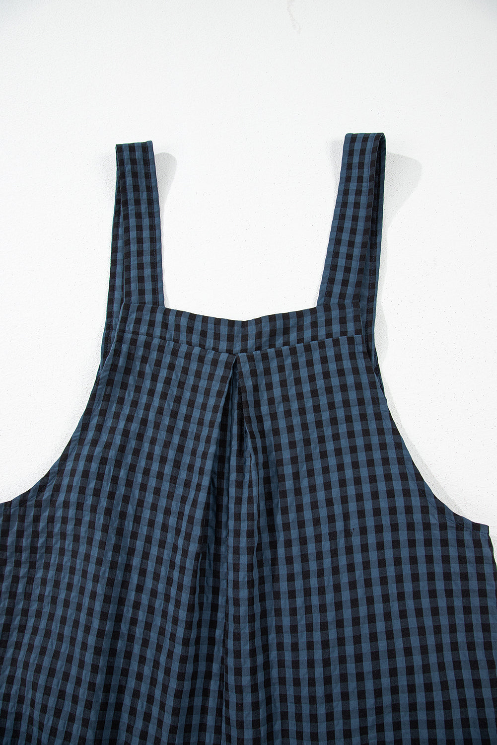 Sail Blue Plaid Print High Waist Overall with Pockets
