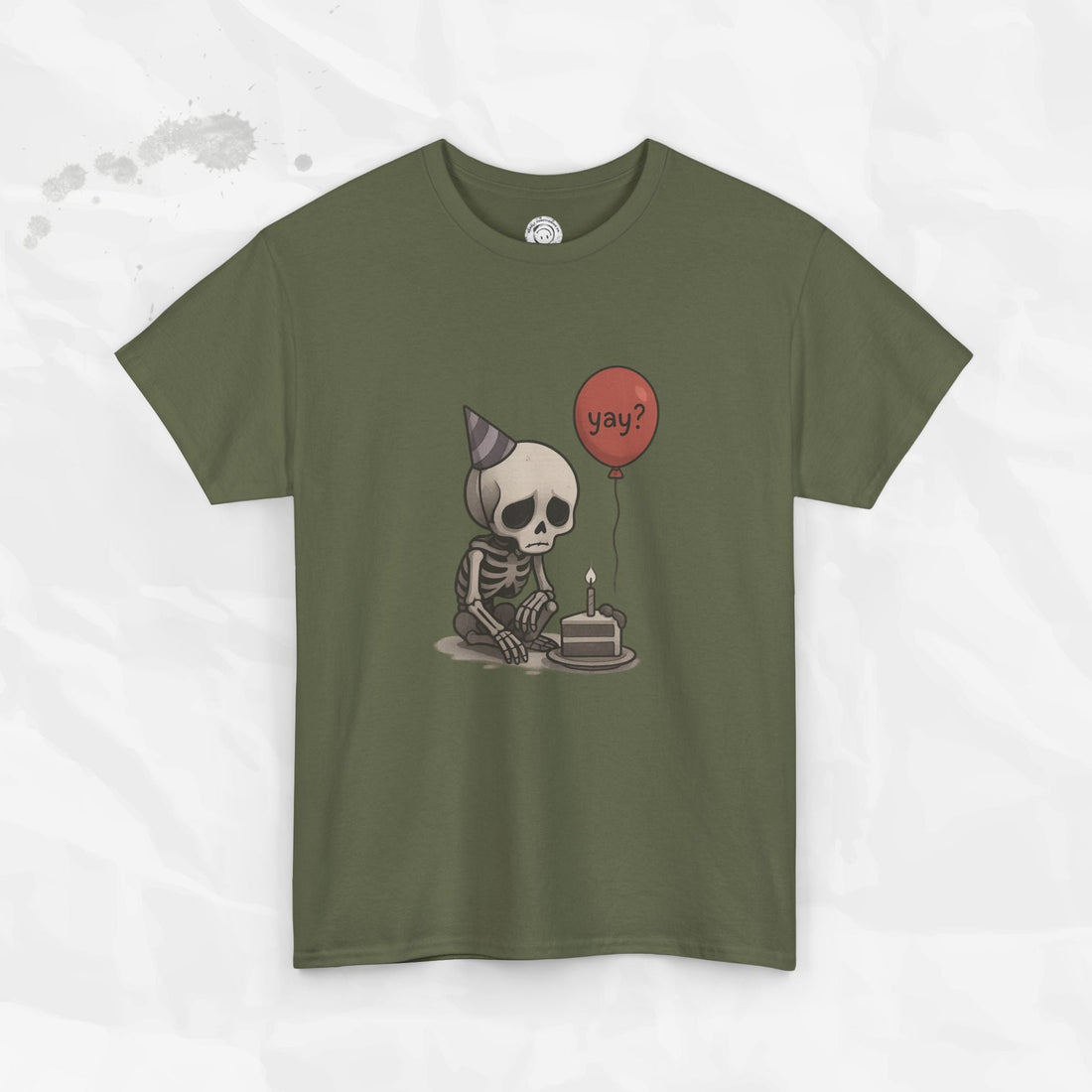 Yay? Skeleton Birthday Graphic T-Shirt - Available in Grey and Red - Image 8